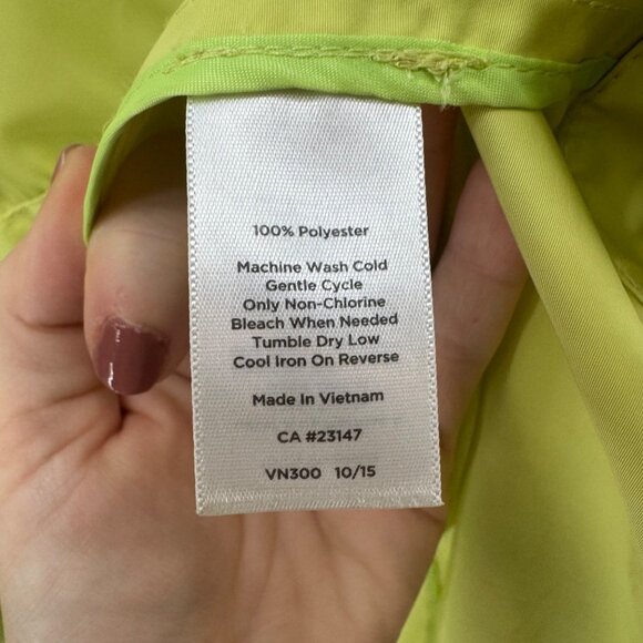 Talbots Utility Jacket Womens Lime Green Full Zip Snap Drawstring Waist Size L - Picture 6 of 12